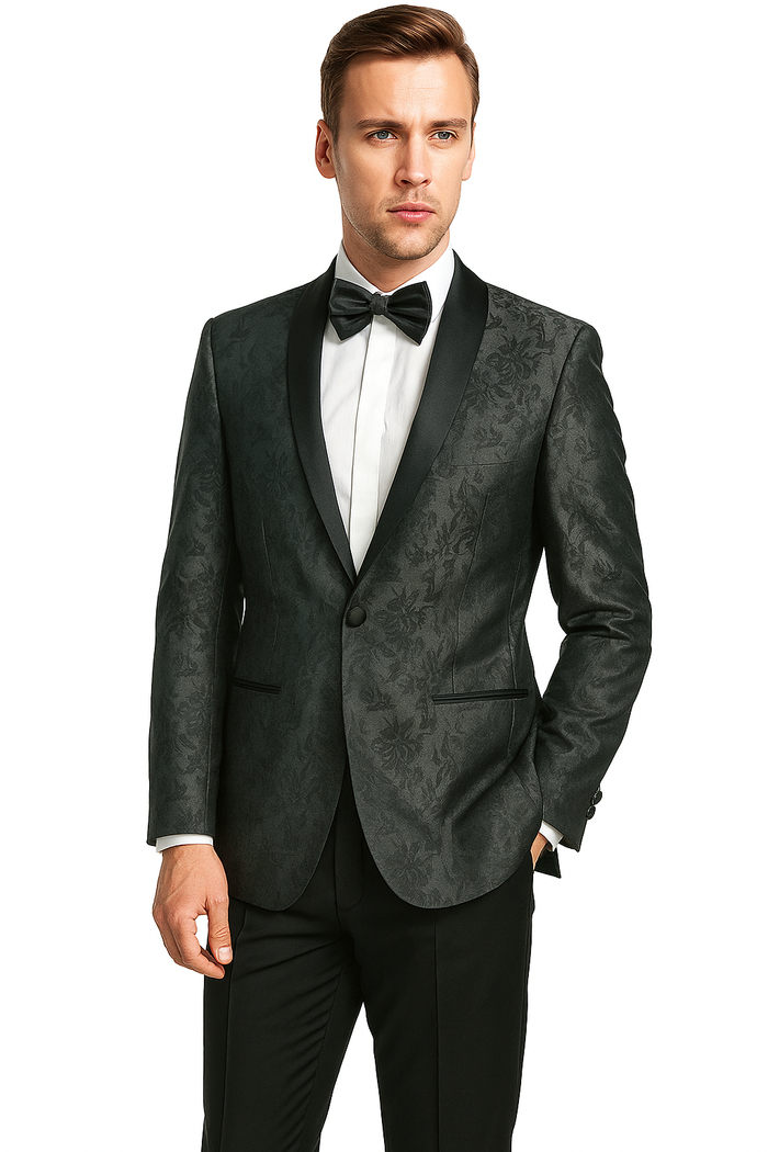 Shawl Paisly Tuxedo by Giorgio Fiorelli in Burgundy, Gray, Blue