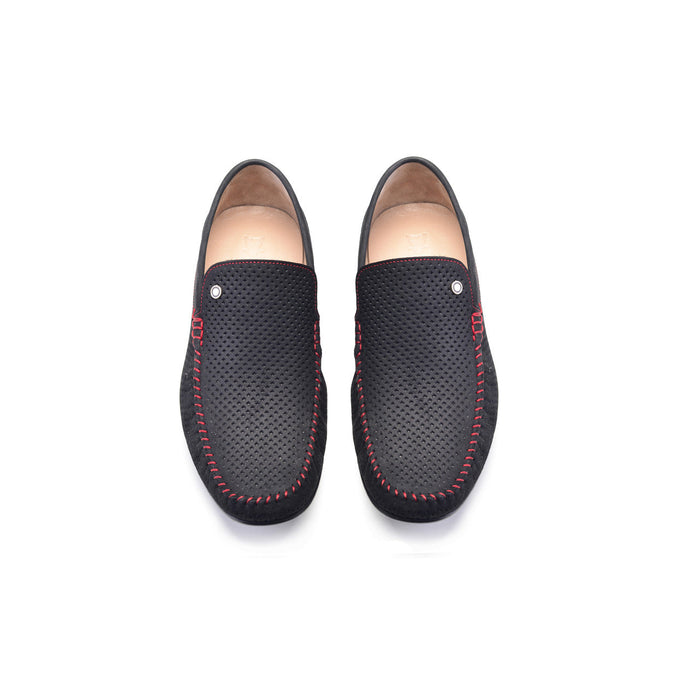 P00023-2301-perforated Driving shoe Black
