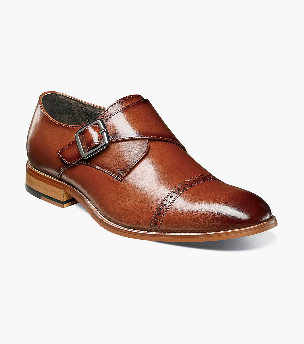 Stacy Adams DESMOND Cap Toe Monk Strap Cognac by Stacy Adams Shoes