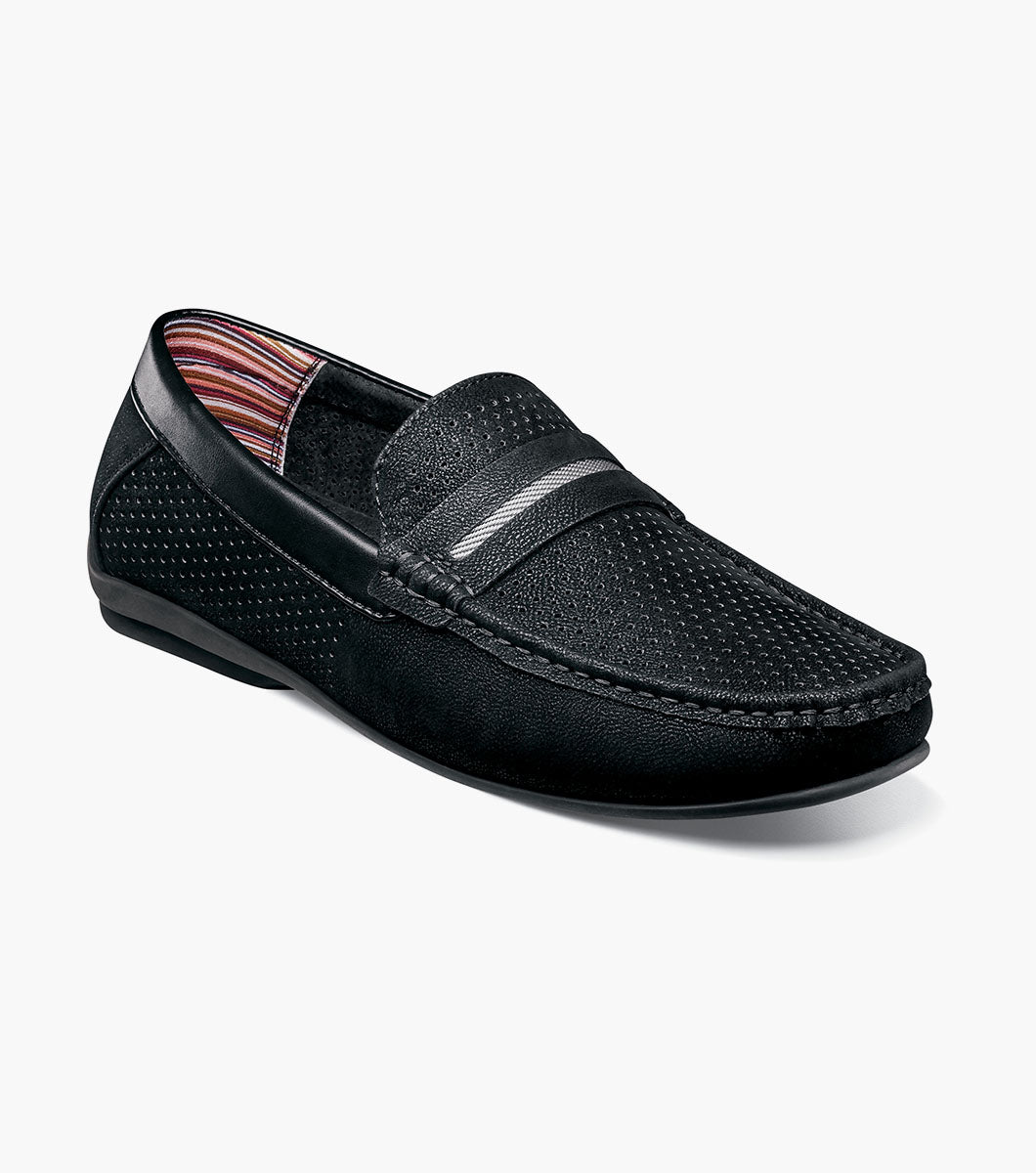 Stacy Adams CORBY Moc Toe Saddle Slip On Black by Stacy Adams Shoes
