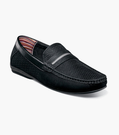 Stacy Adams CORBY Moc Toe Saddle Slip On Black by Stacy Adams Shoes