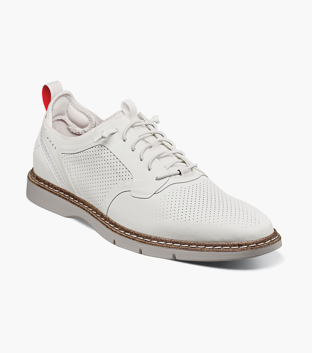 Stacy Adams SYNCHRO Plain Toe Elastic Lace Up White by Stacy Adams Shoes
