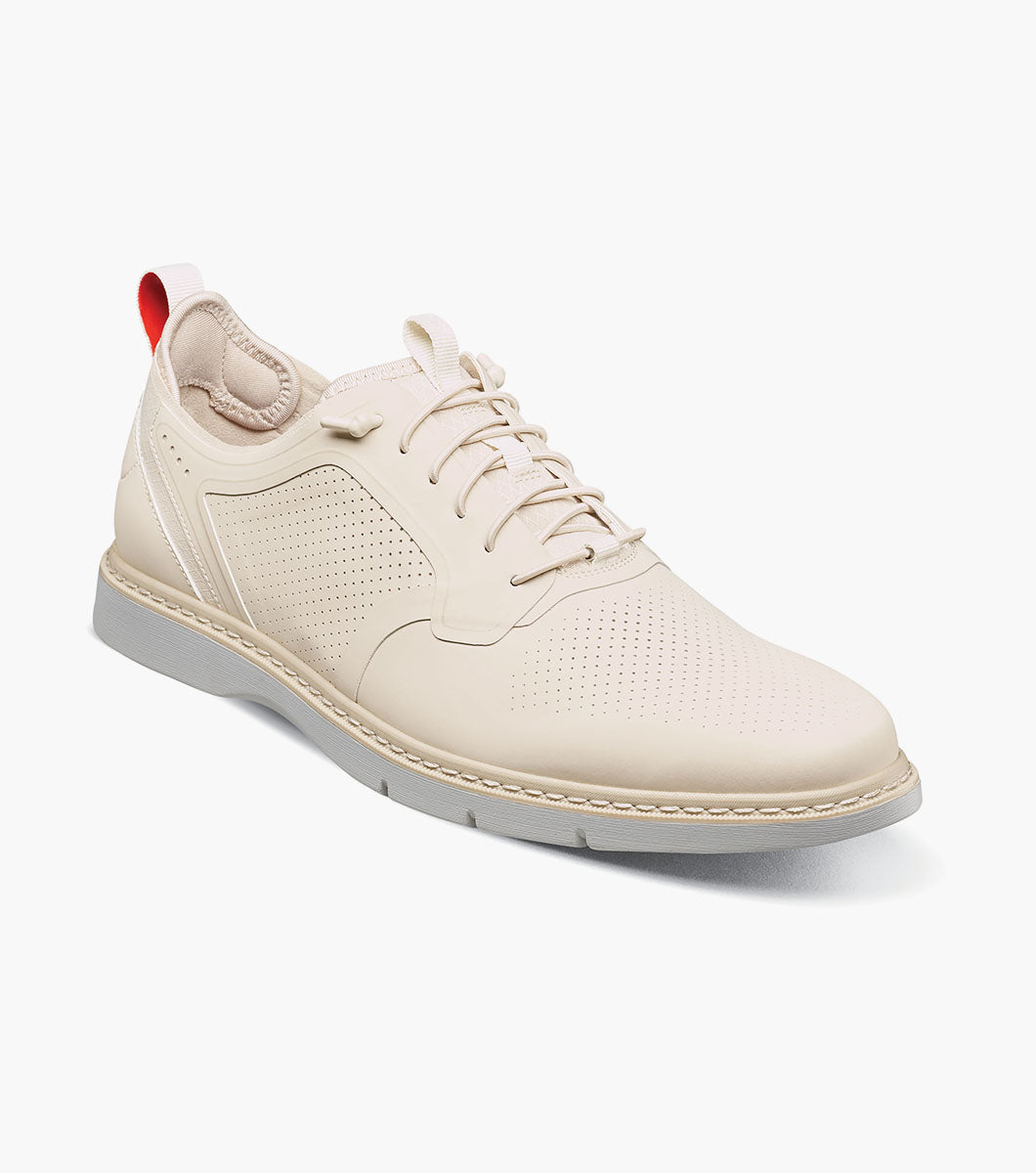 Stacy Adams SYNCHRO Plain Toe Elastic Lace Up Cream by Stacy Adams Shoes