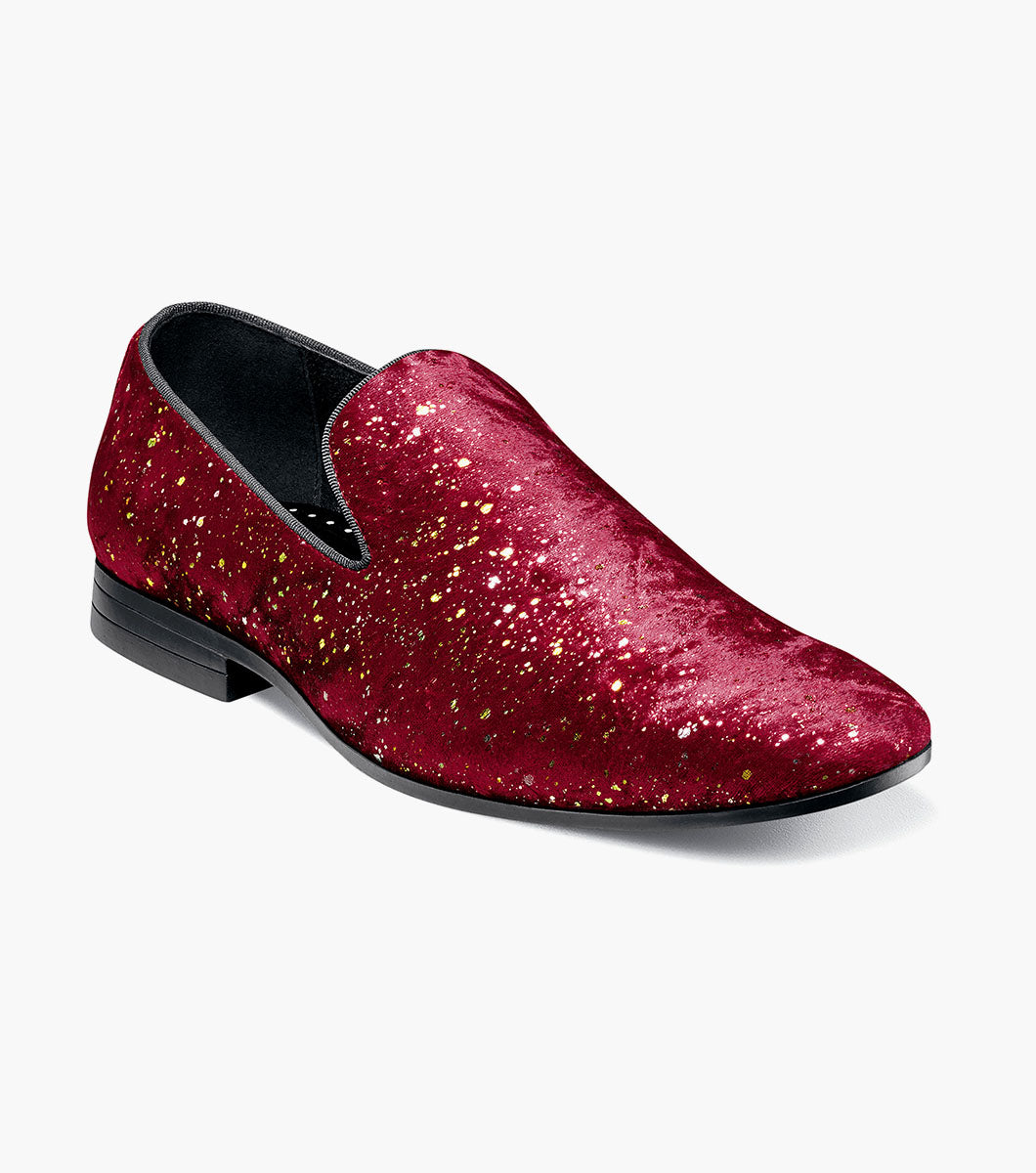 Stacy Adams STELLAR Plain Toe Glitter Slip On Burgundy by Stacy Adams Shoes