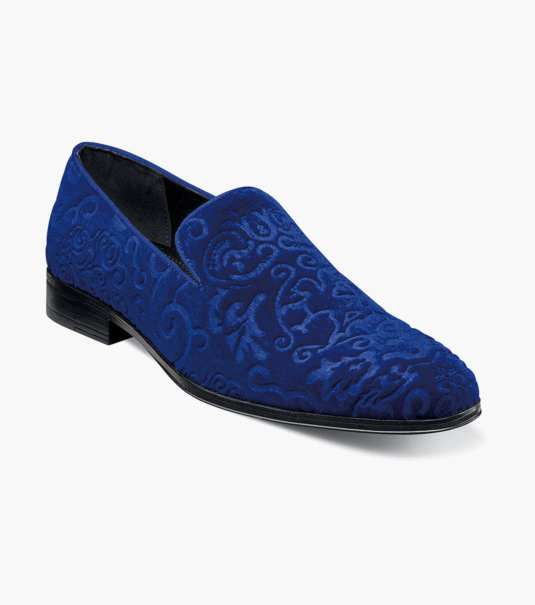 Stacy Adams SAUNDERS Debossed Velour Slip On Royal by Stacy Adams Shoes
