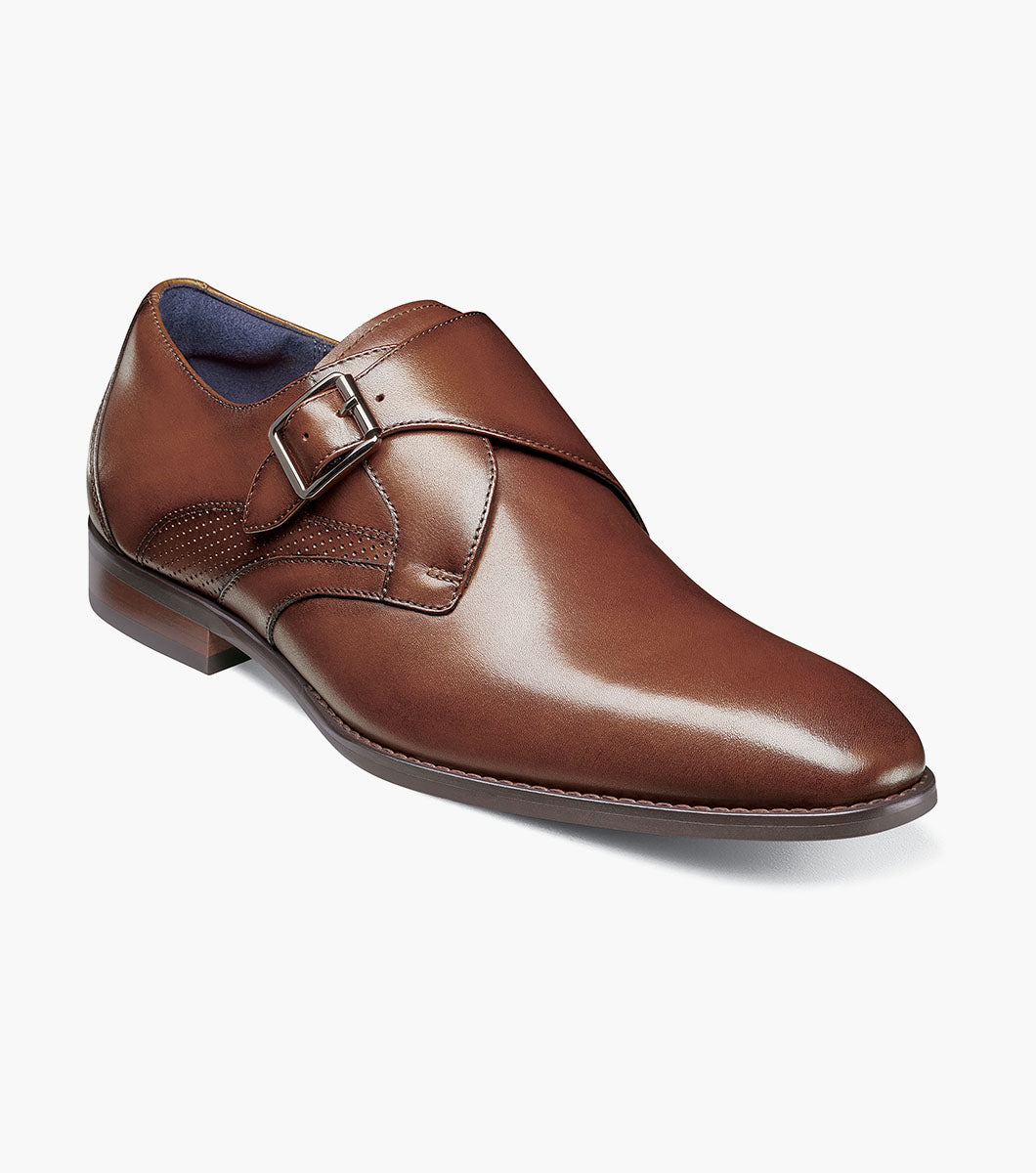Stacy Adams KARCHER Plain Toe Monk Strap Cognac by Stacy Adams Shoes