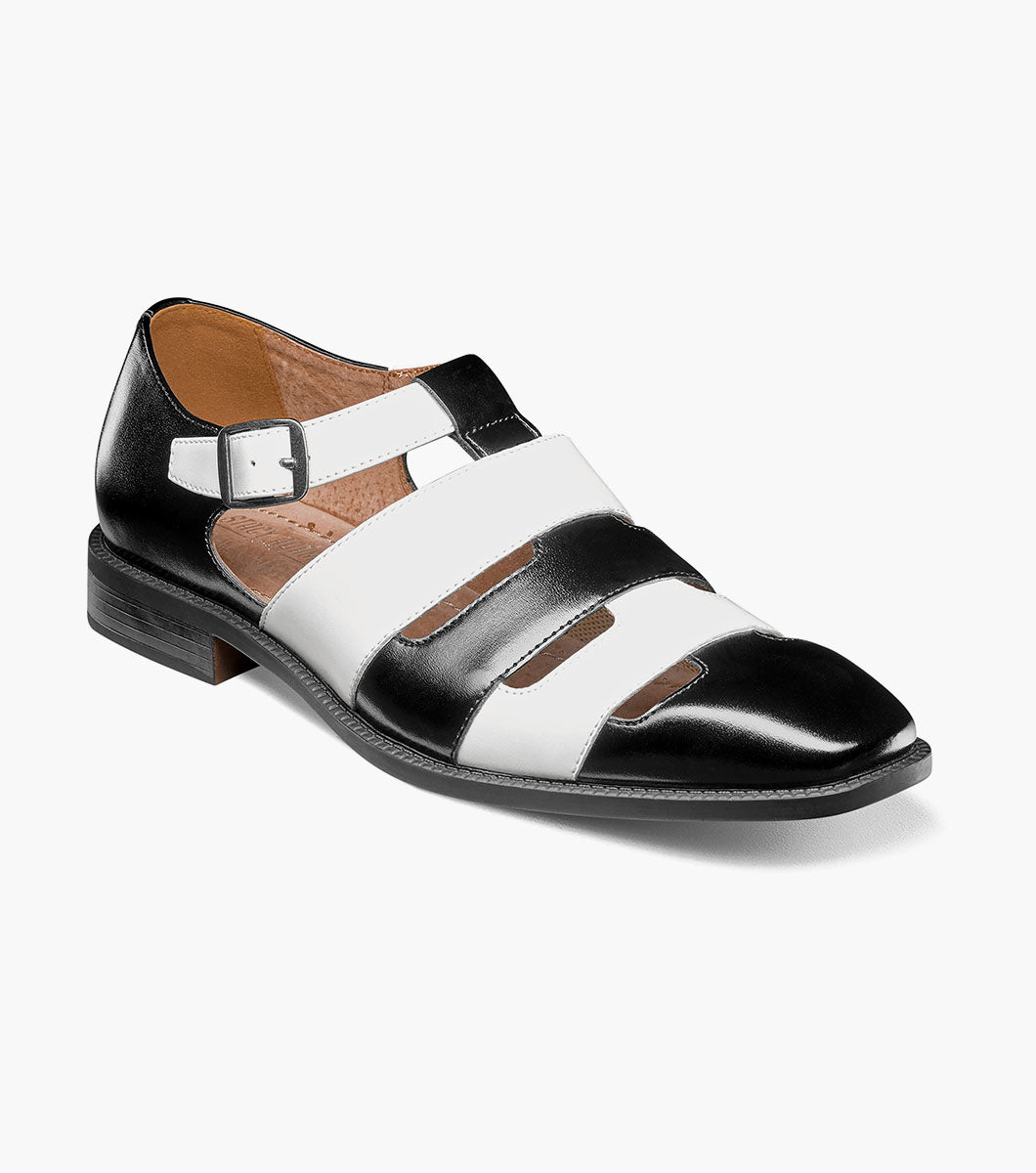 Stacy Adams CALDERON Closed Toe City Sandal Black w/White by Stacy Adams Shoes