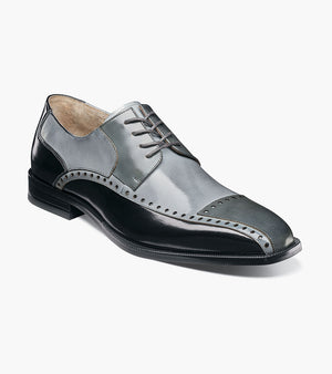 Stacy Adams PLAZA Modified Cap Toe Oxford Black/Gray by Stacy Adams Shoes