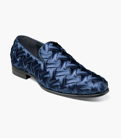 Stacy Adams SAVOIR Plain Toe Satin Slip On Navy by Stacy Adams Shoes