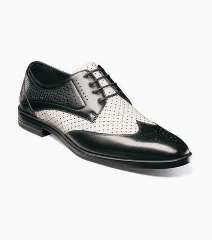 Stacy Adams ASHER Wingtip Lace Up Black w/White by Stacy Adams Shoes