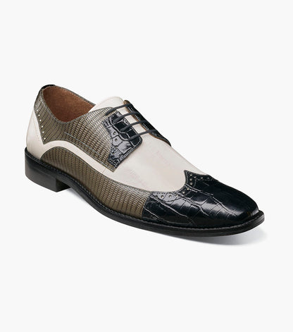 Stacy Adams GALLINARI Wingtip Lace Up Black/Grey by Stacy Adams Shoes