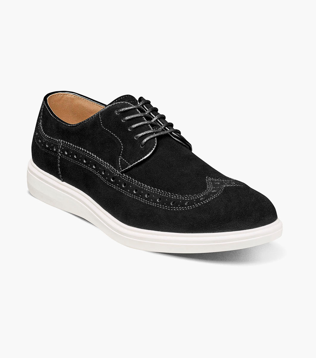 Stacy Adams TRUDELL Wingtip Lace Up Black Suede by Stacy Adams Shoes
