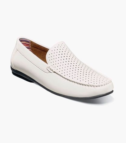 Stacy Adams CONROY Moc Toe Perf Slip On White by Stacy Adams Shoes