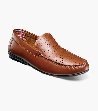 Stacy Adams CONROY Moc Toe Perf Slip On Cognac by Stacy Adams Shoes