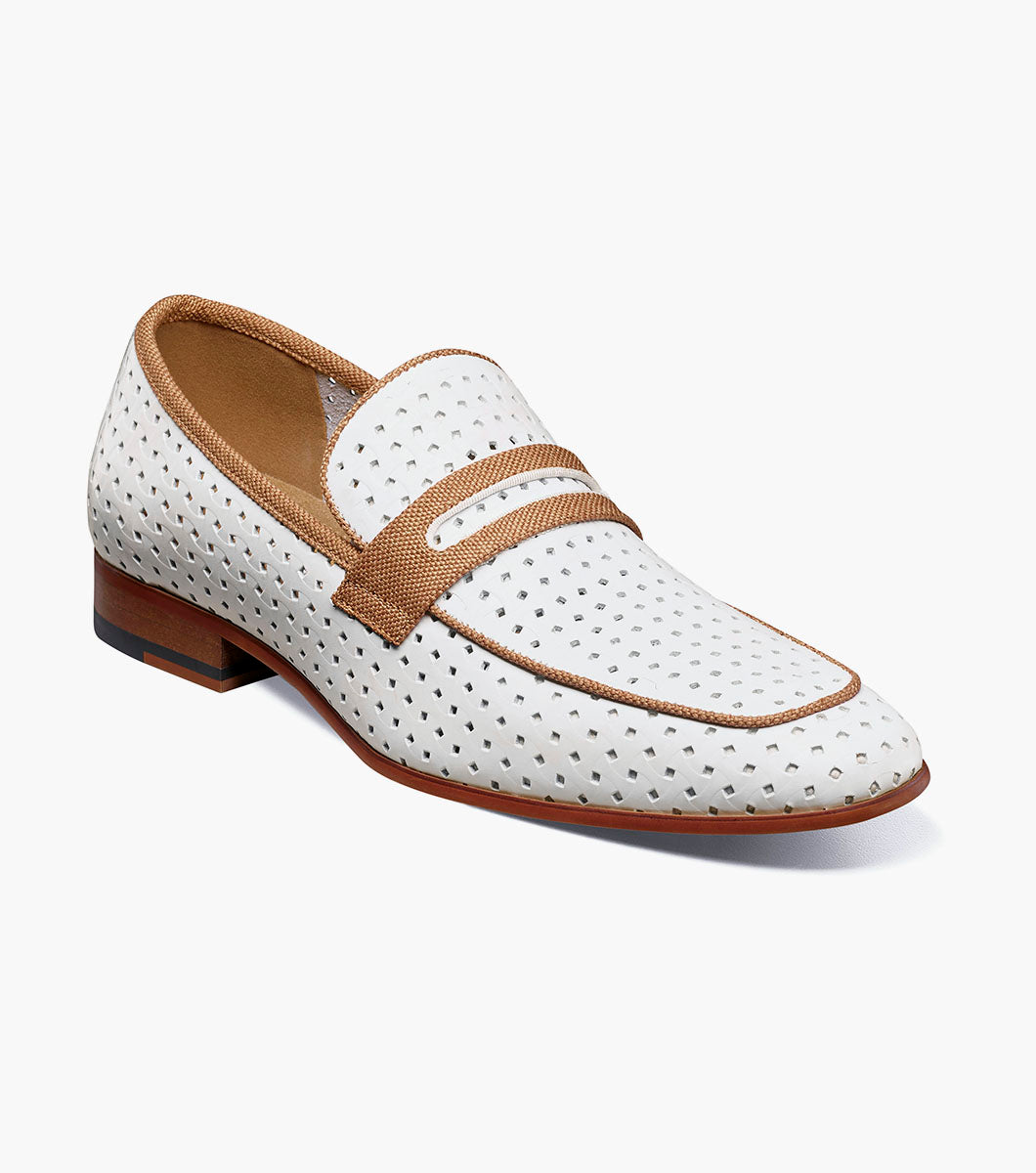 Stacy Adams WINSTEAD Moc Toe Saddle Slip On White by Stacy Adams Shoes