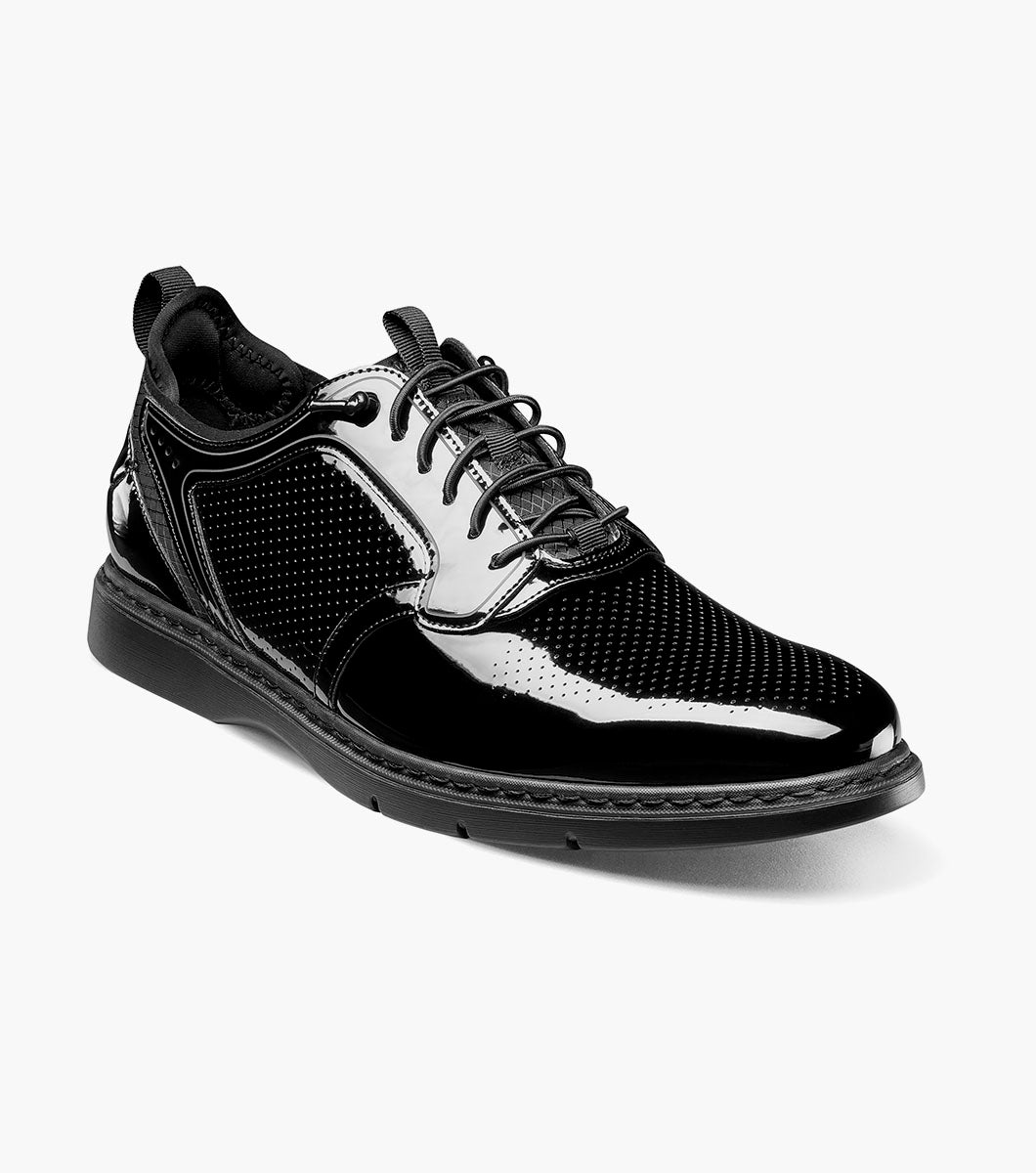 Stacy Adams SPYRE Plain Toe Elastic Lace Up Black Patent by Stacy Adams Shoes