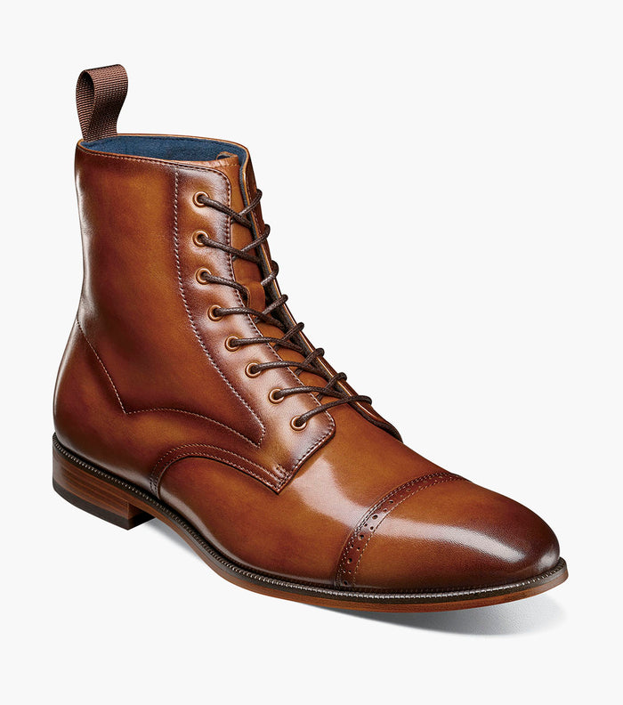 Stacy Adams HENRY Cap Toe Lace Up Boot Tan by Stacy Adams Shoes
