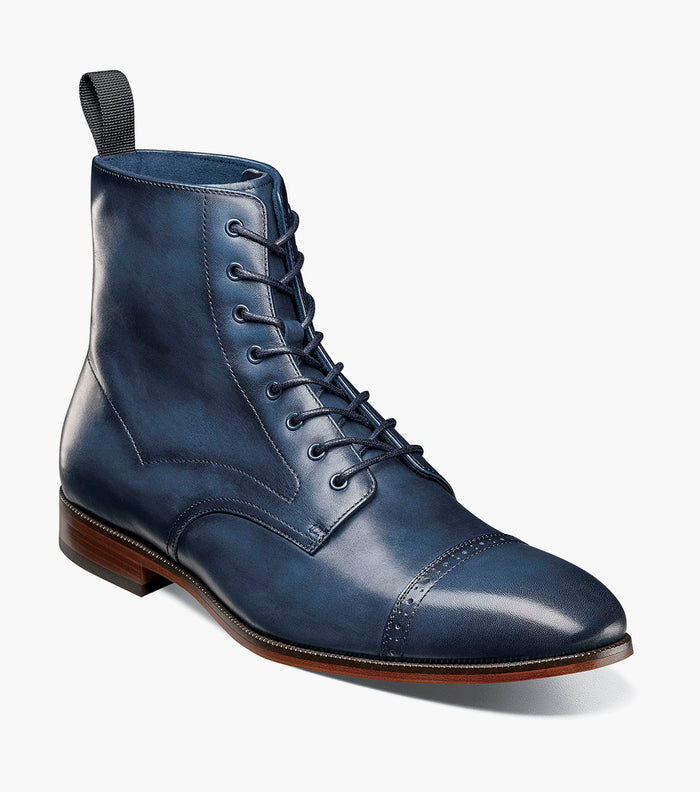 Stacy Adams HENRY Cap Toe Lace Up Boot Navy by Stacy Adams Shoes