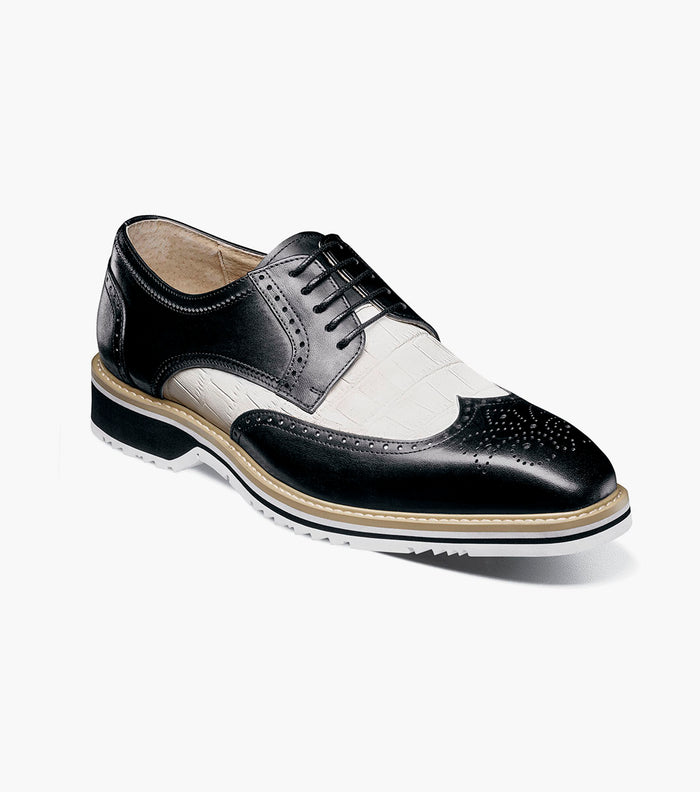 Stacy Adams BEAUMONT Wingtip Oxford Black w/White by Stacy Adams Shoes