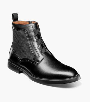 Stacy Adams THOMPSON Plain Toe Elastic Lace Boot Black by Stacy Adams Shoes