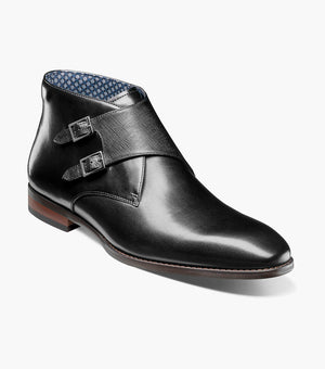 Stacy Adams KAIUS Plain Toe Double Monk Strap Boot Black by Stacy Adams Shoes