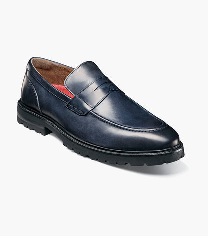 Stacy Adams HAYES Moc Toe Penny Slip On Navy by Stacy Adams Shoes