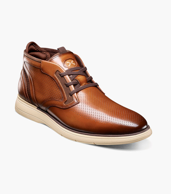 Stacy Adams EASTMONT Plain Toe Elastic Lace Chukka Boot Cognac by Stacy Adams Shoes