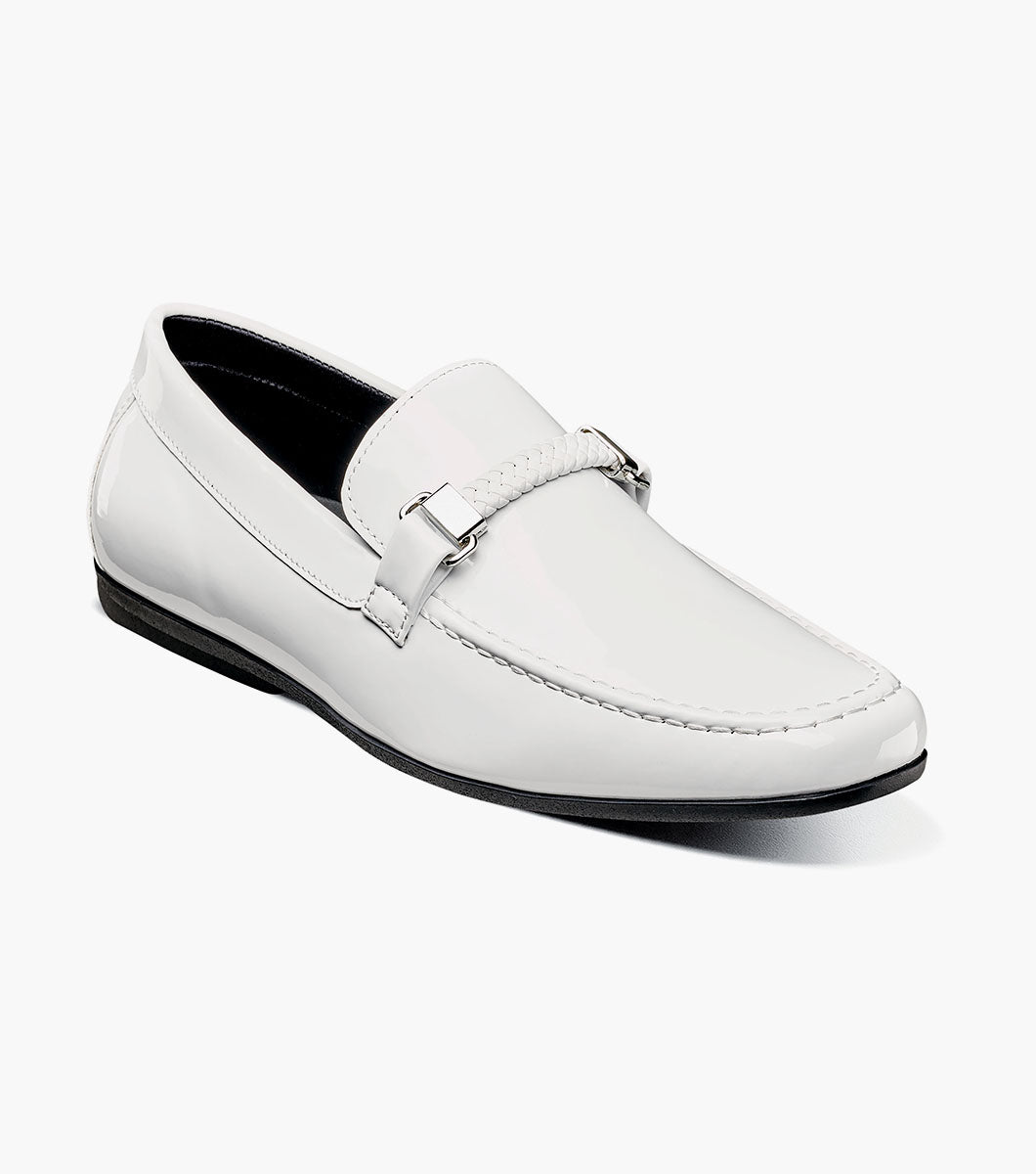 Stacy Adams SHERIDAN Moc Toe Bit Slip On White Patent by Stacy Adams Shoes