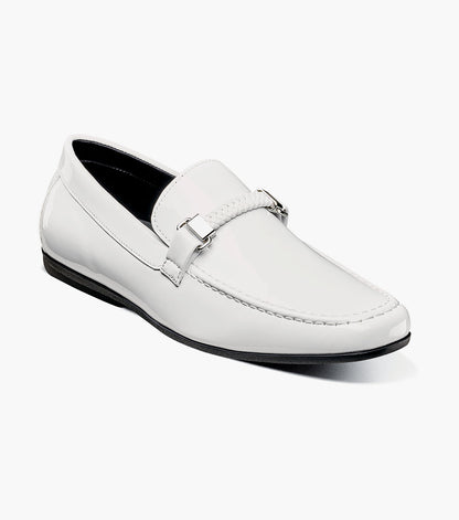 Stacy Adams SHERIDAN Moc Toe Bit Slip On White Patent by Stacy Adams Shoes