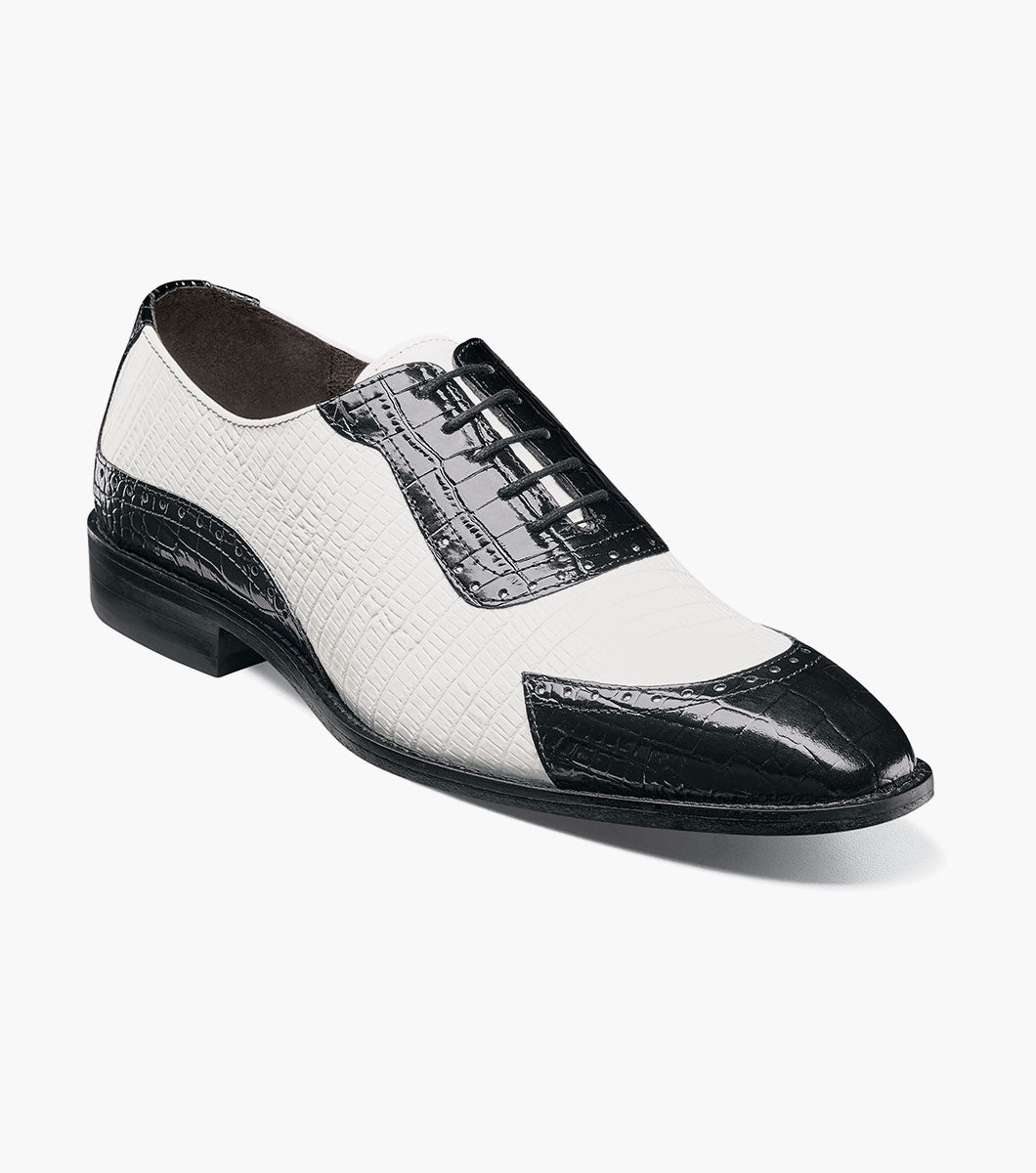 Stacy Adams TARANGO Modified Cap Toe Oxford Black w/White by Stacy Adams Shoes