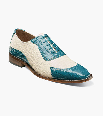 Stacy Adams TARANGO Modified Cap Toe Oxford Navy with Teal by Stacy Adams Shoes