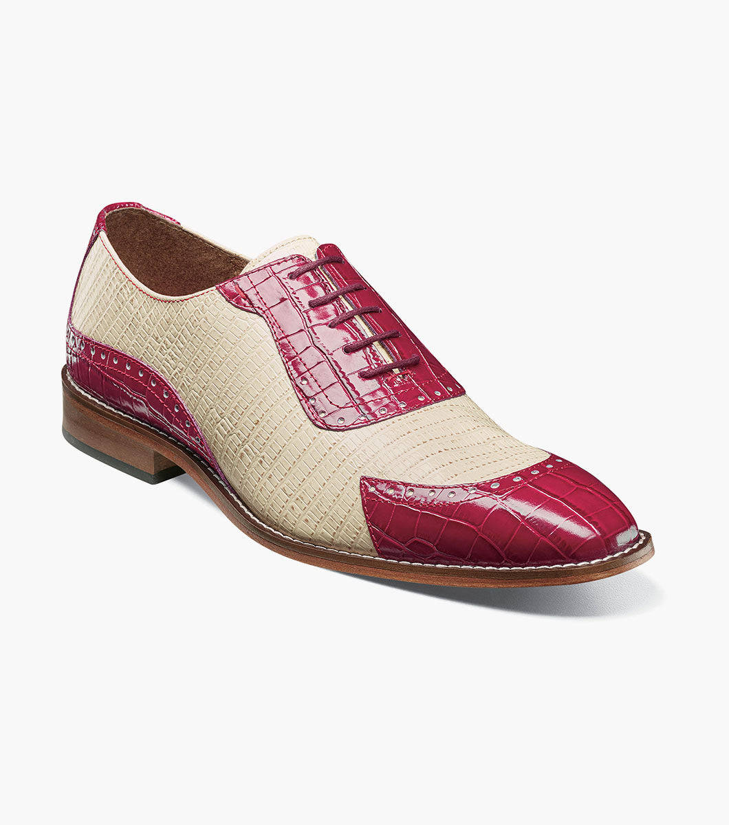 Stacy Adams TARANGO Modified Cap Toe Oxford Raspberry/Ivory by Stacy Adams Shoes