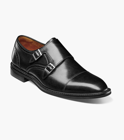 Stacy Adams BOSWELL Cap Toe Double Monk Strap Black by Stacy Adams Shoes