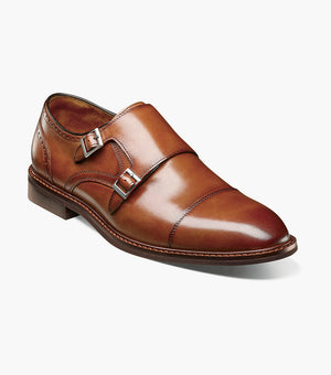 Stacy Adams BOSWELL Cap Toe Double Monk Strap Brandy by Stacy Adams Shoes