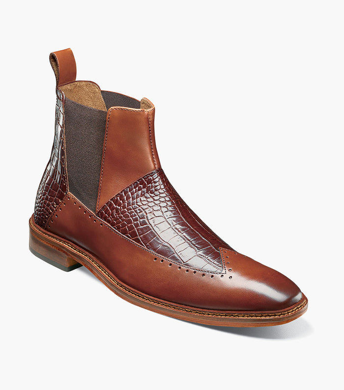 Stacy Adams GARZA Wingtip Chelsea Boot Cognac by Stacy Adams Shoes