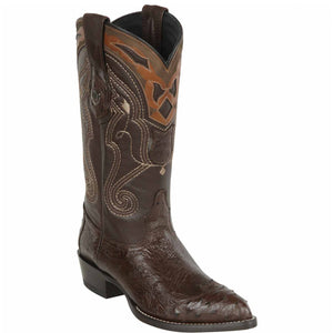 Smooth Ostrich Brown Wingtip Cowboy Boots
