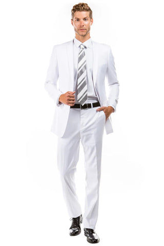 Men's Basic 2 Button Slim Fit Wedding Suit in White