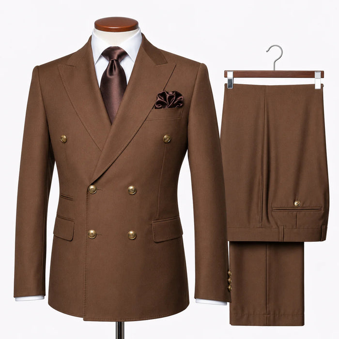 Rossi Man Brown Double Breasted Mens Modern Fit Suit