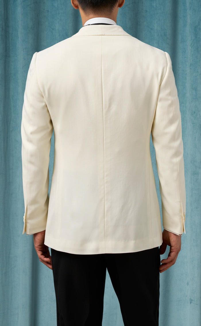 Mens Ivory Dinner Jacket  - Cream Wedding Tuxedo Jacket in Off White Blazer Shawl Collar Double breasted