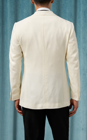 Mens Ivory Dinner Jacket  - Cream Wedding Tuxedo Jacket in Off White Blazer Shawl Collar Double breasted