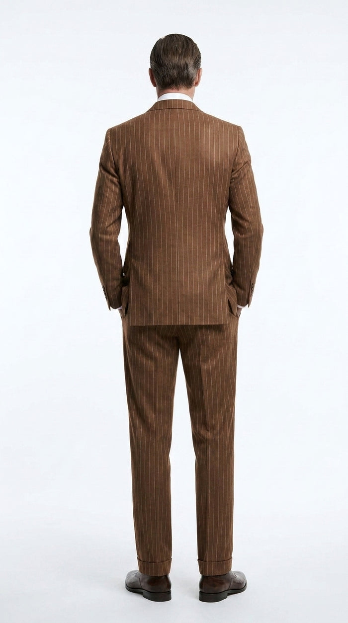 Men’s Vintage Brown Pinstripe Double-Breasted Suit – Classic 1920s Gatsby and 1930s 1940s 1950s Suit