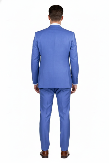 Mens Light Blue Double-Breasted 3-Piece Suit Set  Tailored Fit Formal Business Suit in Steel Blue Sky Blue Color