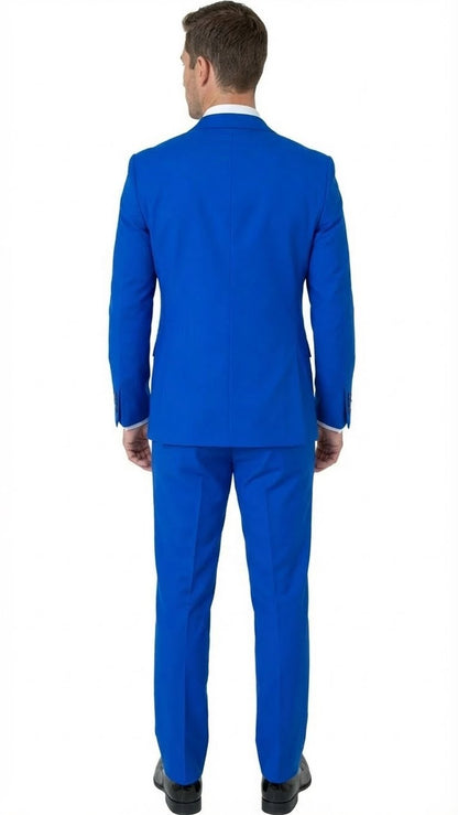 Mens Bright Royal Blue and White lapel  Embellished Tuxedo Suit   3-Piece Formal Wedding, Prom, and Gala Outfit