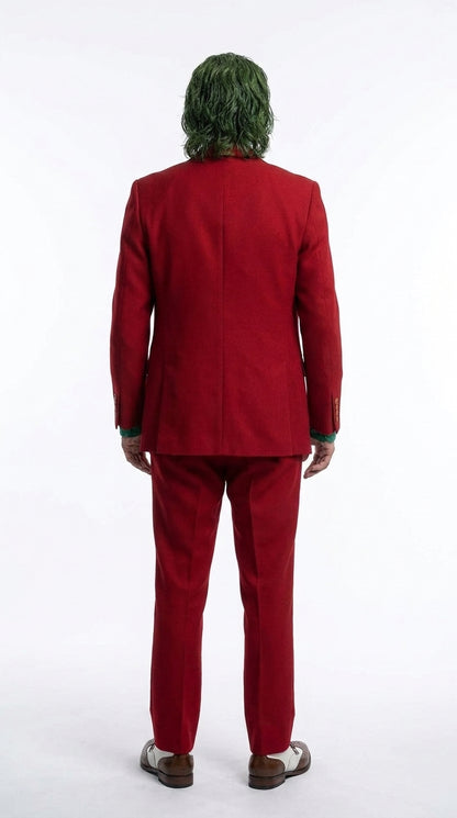 Men's Joker 2019 Red 3-Piece Suit – Joaquin Phoenix Movie-Inspired Costume with Orange Vest & Green Shirt & Tie Package