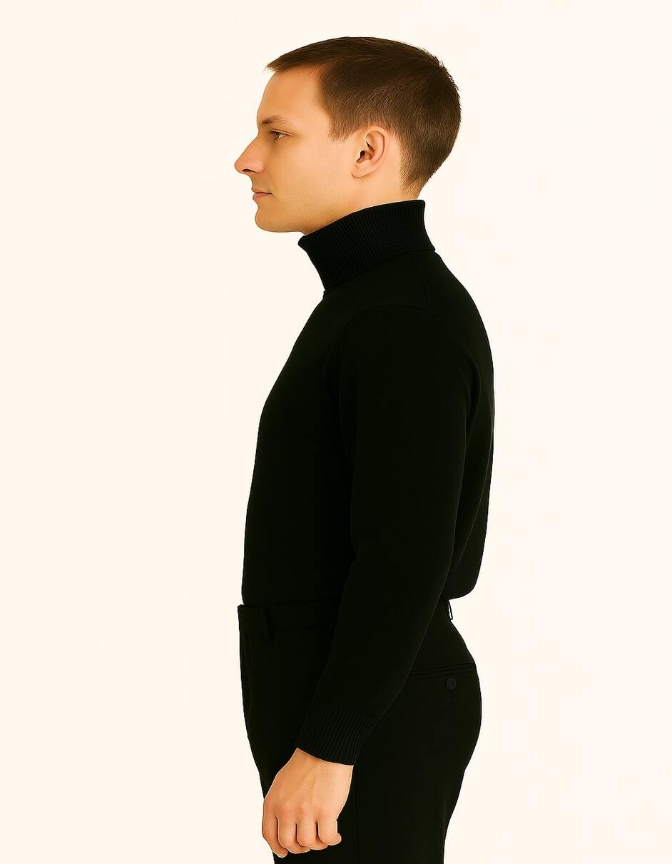 Men's Black Turtleneck Sweater  Classic Slim Fit Knit Pullover for Winter Layering