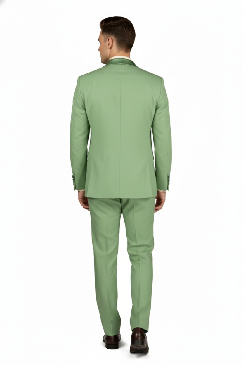 Mens Mint Green Tuxedo  2-Piece Formal Suit with Satin Shawl Lapel and Matching Bow Tie in  Sage Green
