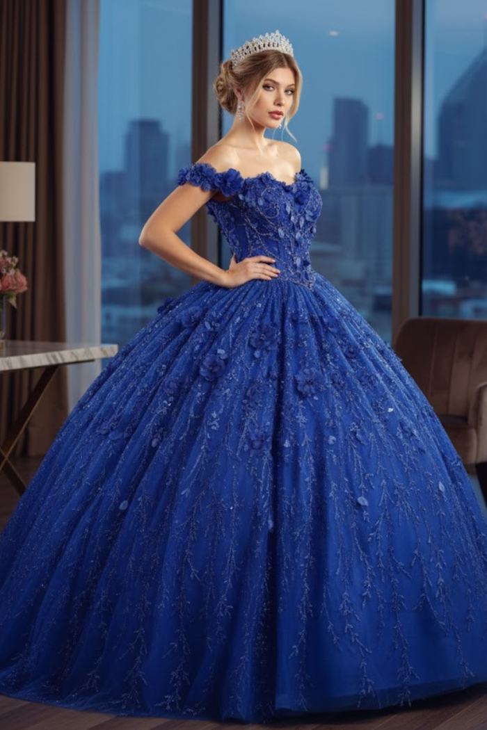 Floral Off The Shoulder Ball Gown Quinceanera Dress