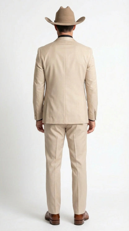 Men’s Tan Cowboy Suit – Western Formal Two Piece Suit for Weddings,  Champaign Sand Color