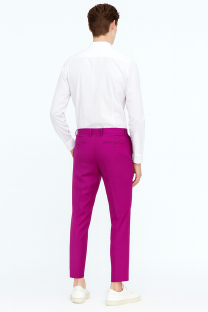 Mens Fuchsia Dress Pants  Slim Fit Stylish Formal Trousers for Parties in Hot Pink Color