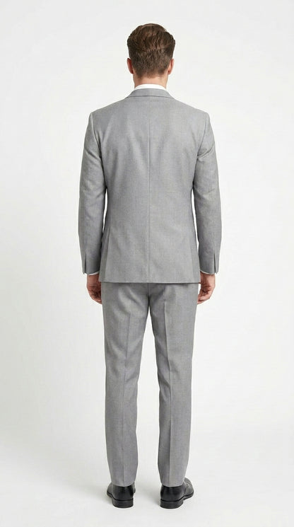 Men’s Light Grey Vested Tuxedo with One Button Jacket, Peak Lapel and Matching Pants